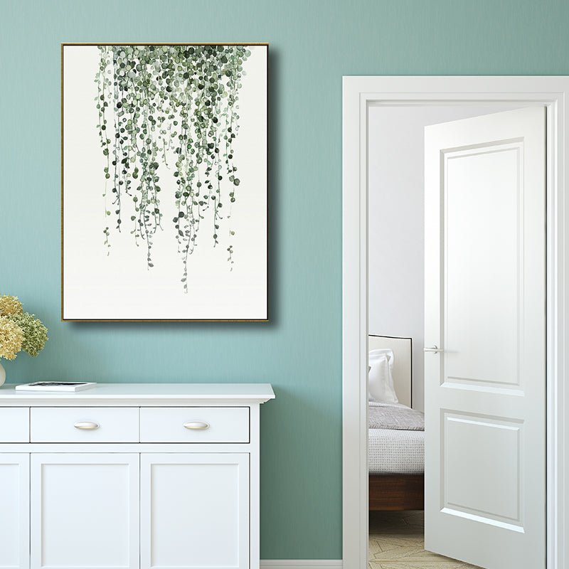 Vivolux | Zeichnung Druck Pflanzenblätter Leinwand Grün Nordic Stil Wandkunst für Esszimmer