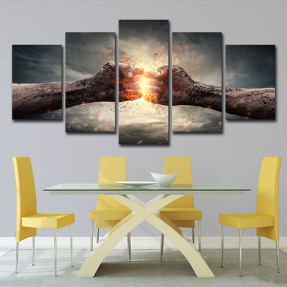 Vivolux | Contemporary Fists Print Wandkunst Bruin und Gold Mehrere Stücke Leinwand für Esszimmer