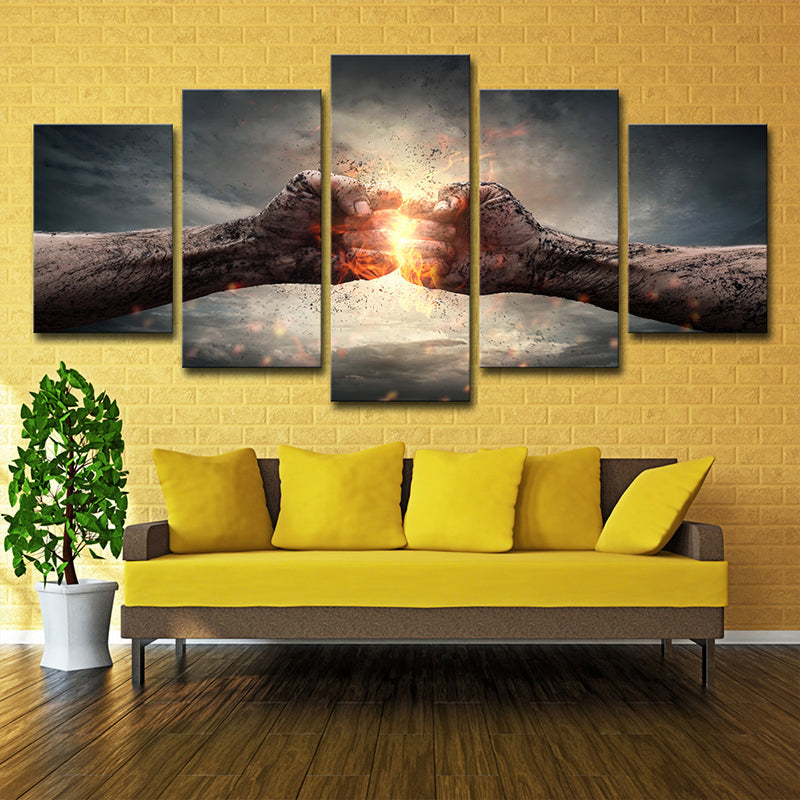 Vivolux | Contemporary Fists Print Wandkunst Bruin und Gold Mehrere Stücke Leinwand für Esszimmer