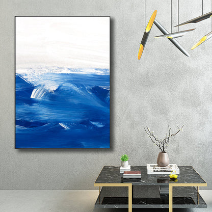 Vivolux | Blaue zeitgenössische Malerei Pinselstrich Wandkunst Dekor für die Küche, mehrere Größen