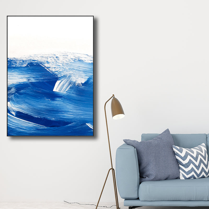 Vivolux | Blaue zeitgenössische Malerei Pinselstrich Wandkunst Dekor für die Küche, mehrere Größen