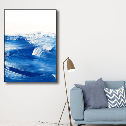 Vivolux | Blaue zeitgenössische Malerei Pinselstrich Wandkunst Dekor für die Küche, mehrere Größen