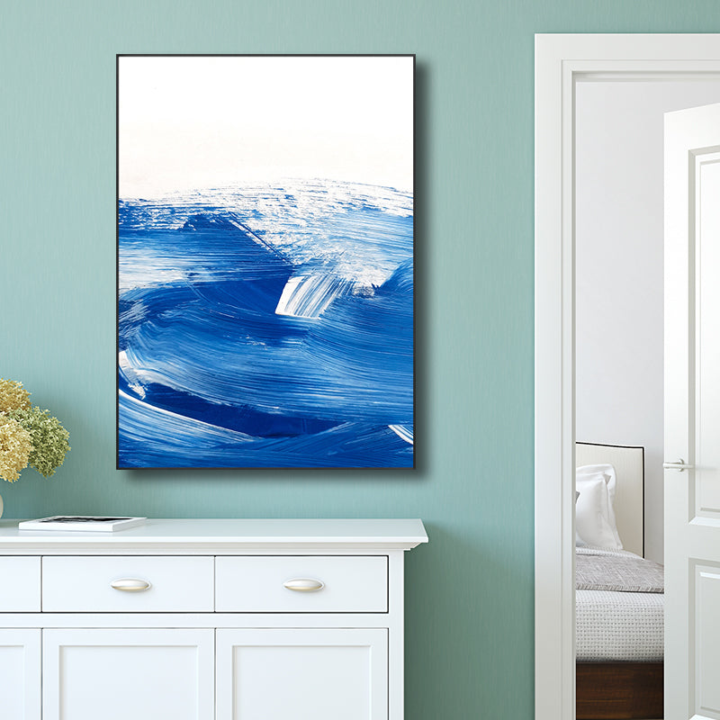 Vivolux | Blaue zeitgenössische Malerei Pinselstrich Wandkunst Dekor für die Küche, mehrere Größen