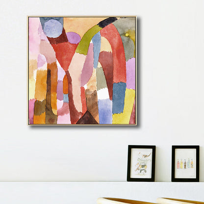 Vivolux | Traditionelle Geometrische Malerei Leinwand Texturiert Pastellfarbe Quadratische Wanddekoration für das Wohnzimmer