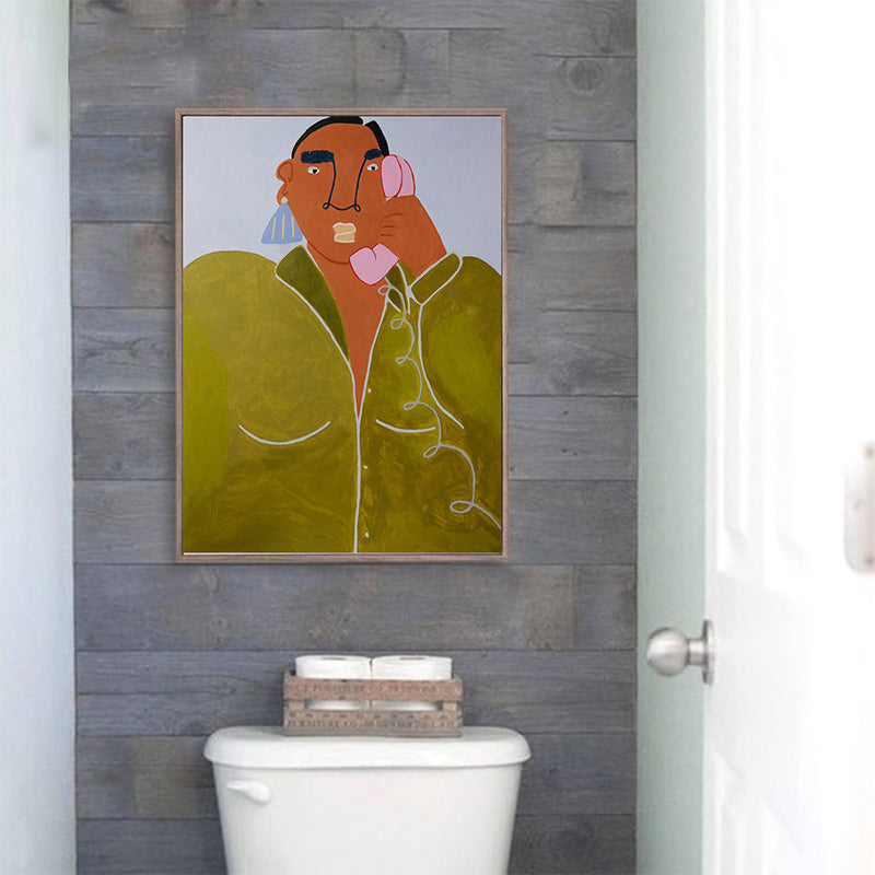 Vivolux | Damenfiguren-Leinwanddruck Traditionelle strukturierte Wohnzimmer Wanddeko in dunkler Farbe