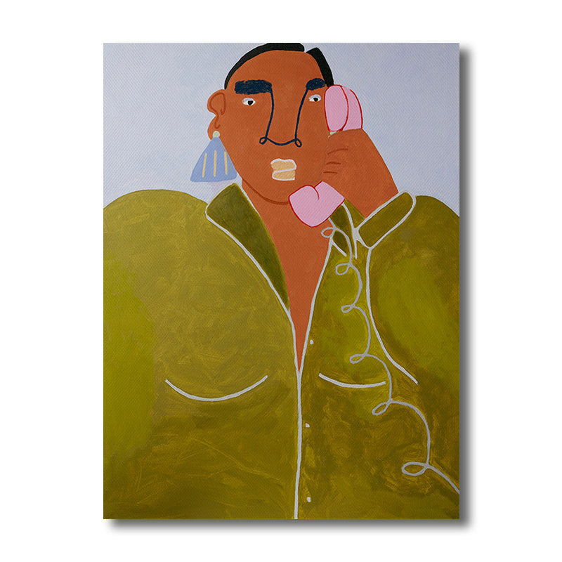 Vivolux | Damenfiguren-Leinwanddruck Traditionelle strukturierte Wohnzimmer Wanddeko in dunkler Farbe