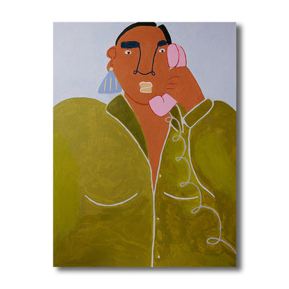 Vivolux | Damenfiguren-Leinwanddruck Traditionelle strukturierte Wohnzimmer Wanddeko in dunkler Farbe