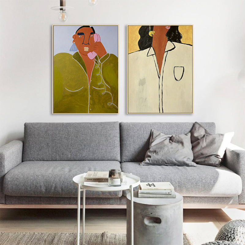 Vivolux | Damenfiguren-Leinwanddruck Traditionelle strukturierte Wohnzimmer Wanddeko in dunkler Farbe