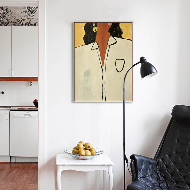 Vivolux | Damenfiguren-Leinwanddruck Traditionelle strukturierte Wohnzimmer Wanddeko in dunkler Farbe