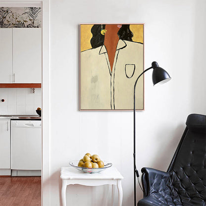 Vivolux | Damenfiguren-Leinwanddruck Traditionelle strukturierte Wohnzimmer Wanddeko in dunkler Farbe