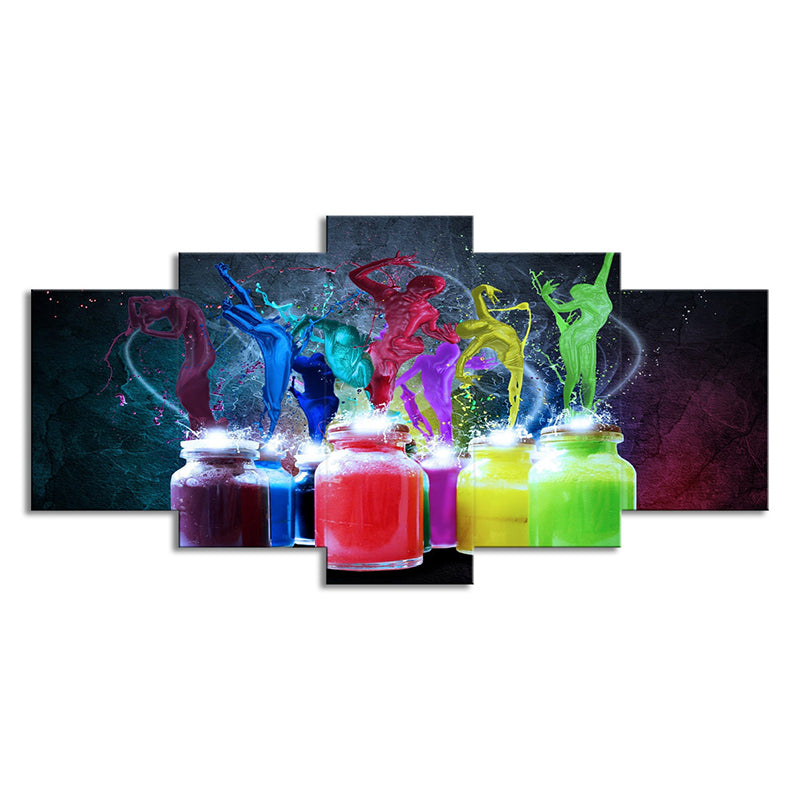 Vivolux | Moderne Creatieve Dans Canvas Art Blauwe en Rode Verfdozen Wanddecoratie voor de Woonkamer