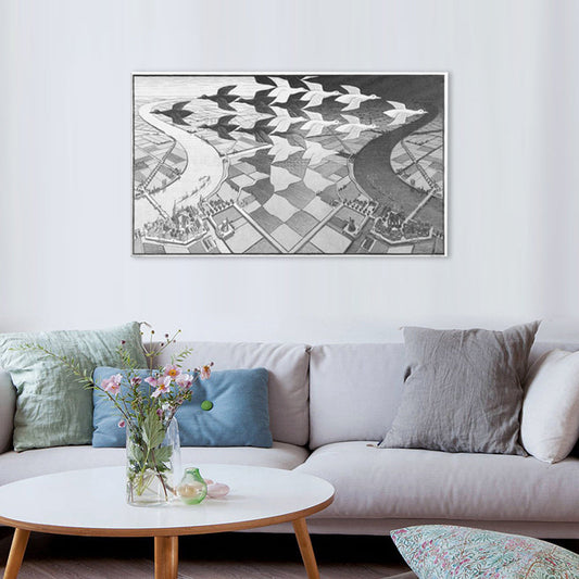 Vivolux | Stadslandschap Luchtfoto Canvas Grijs Hedendaagse Wandkunst Print voor Woonkamer
