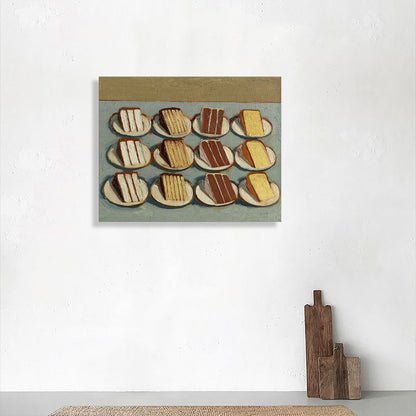 Vivolux | Braunes Kuchenmuster Leinwand Texturiertes Wandkunst Druck für Mädchenzimmer, Mehrere Größen