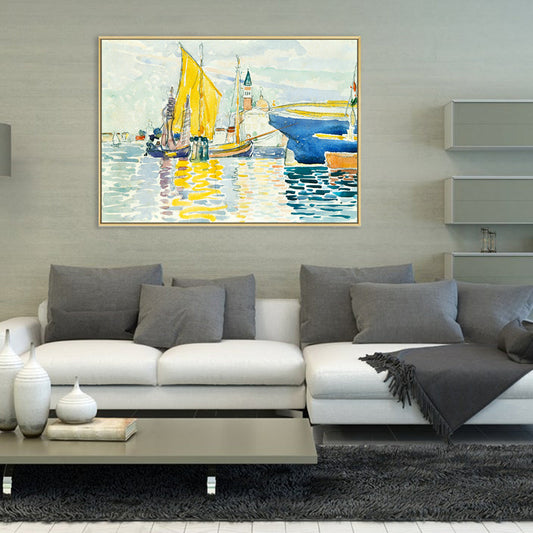 Vivolux | Transportiertes Eingewickeltes Leinwand Traditionelle Texturierte Wandkunst in Gelb für das Esszimmer