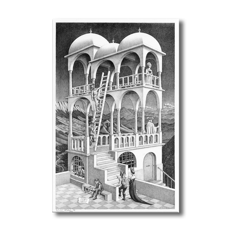 Vivolux | 3D Effect Potlood Wachtturm Kunstprint Grijze Canvas Muurdecoratie, Getextureerd