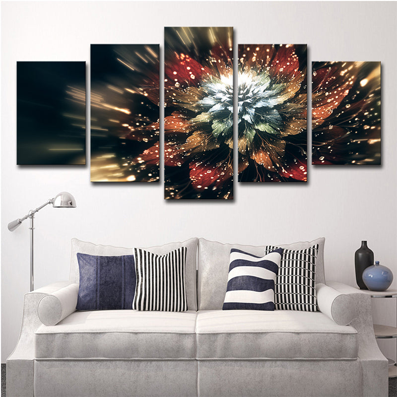 Vivolux | Bloeiende Bloem Muurkunst Decor Hedendaagse Mooie Plant Canvas Print in Bruin