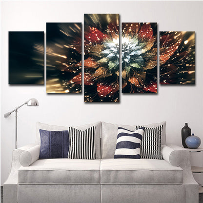Vivolux | Bloeiende Bloem Muurkunst Decor Hedendaagse Mooie Plant Canvas Print in Bruin