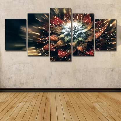 Vivolux | Bloeiende Bloem Muurkunst Decor Hedendaagse Mooie Plant Canvas Print in Bruin