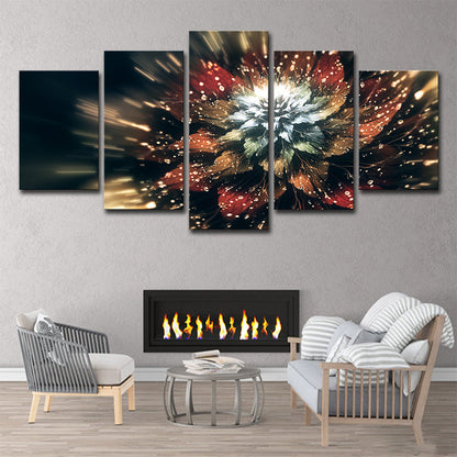 Vivolux | Bloeiende Bloem Muurkunst Decor Hedendaagse Mooie Plant Canvas Print in Bruin