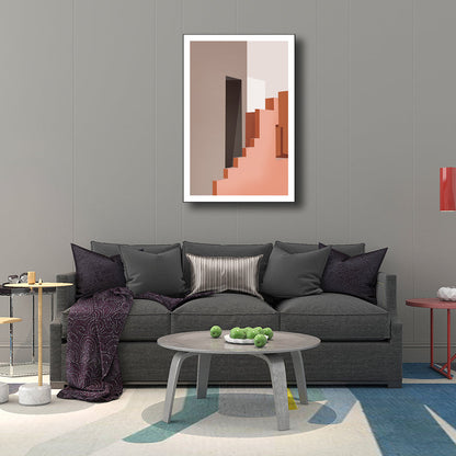 Vivolux | Interior Treppe Leinwand in Pink Skandinavisch Stil Wanddekoration für Esszimmer