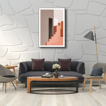 Vivolux | Interior Treppe Leinwand in Pink Skandinavisch Stil Wanddekoration für Esszimmer