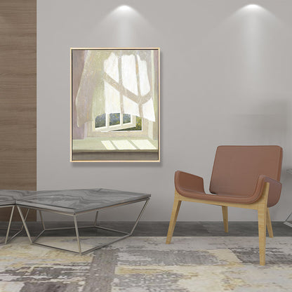 Vivolux | Leinwand Texturiertes Wanddekor Traditionelle Blumen am Fenster Kunstdruck in Pastellfarbe