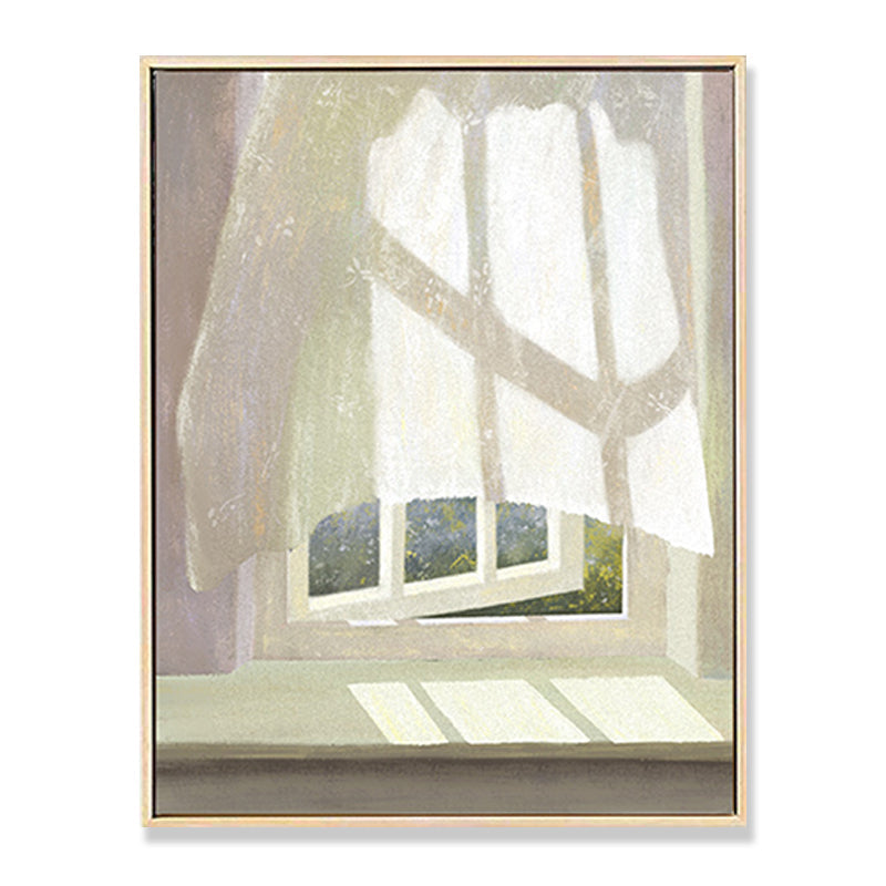 Vivolux | Leinwand Texturiertes Wanddekor Traditionelle Blumen am Fenster Kunstdruck in Pastellfarbe