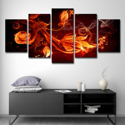 Vivolux | Gelbe Scrollblumen Leinwanddruck Multi-Stück Moderner Stil Wohnzimmers Wandkunst