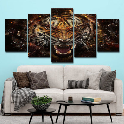 Vivolux | Tiger Canvas Wandkunst Slaapkamer Digitale Print Dier Wanddecoratie in Geel, Meerwaardige Stuk