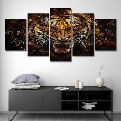 Vivolux | Tiger Canvas Wandkunst Slaapkamer Digitale Print Dier Wanddecoratie in Geel, Meerwaardige Stuk