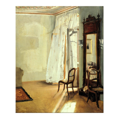 Vivolux | Braune Fensterlandschaft Kunstdruck Rustikaler Texturierter Eingewickelter Canvas für Esszimmer (Mehrere Größenoptionen)