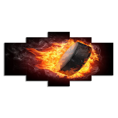 Vivolux | Flame Musikalische Wandkunst Moderne Leinwand Dekoration in Schwarz-Gelb, Mehrteilig