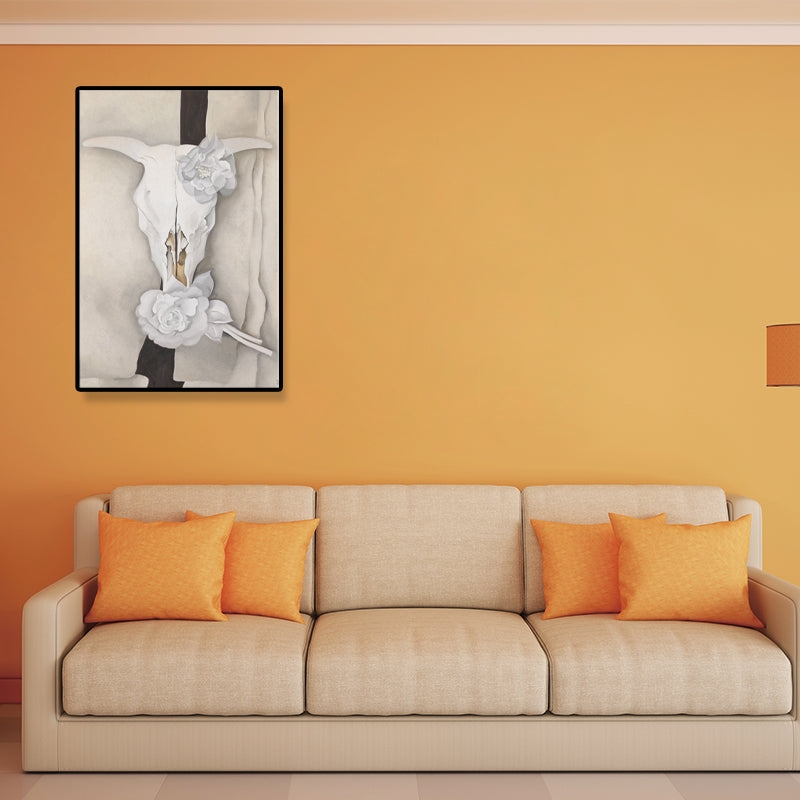 Vivolux | Weißes Blumen Kunstdruck Texturiertes Landhaus Schlafzimmer Eingewickelte Leinwand (Mehrere Größen Verfügbar)