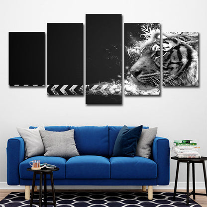 Vivolux | Witte Tijger Wandkunst Meerdere Stukken Hedendaags Zithoek Canvas in Zwart