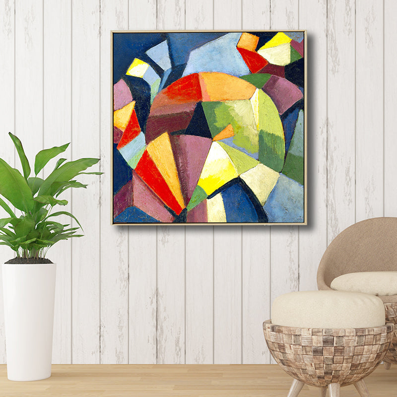 Vivolux | Texturiertes geometrisches Kunstdruck-Leinwand Ländliche quadratische Malerei in Pastellfarbe für das Wohnzimmer