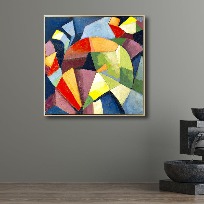 Vivolux | Texturiertes geometrisches Kunstdruck-Leinwand Ländliche quadratische Malerei in Pastellfarbe für das Wohnzimmer