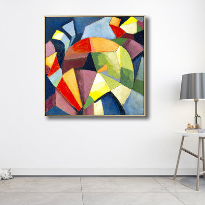 Vivolux | Texturiertes geometrisches Kunstdruck-Leinwand Ländliche quadratische Malerei in Pastellfarbe für das Wohnzimmer