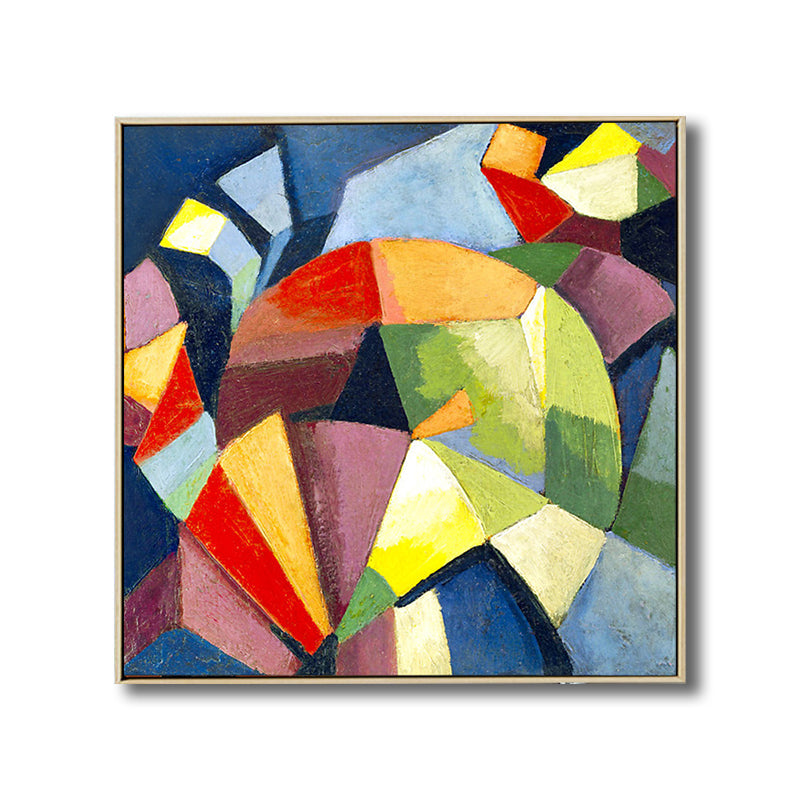 Vivolux | Texturiertes geometrisches Kunstdruck-Leinwand Ländliche quadratische Malerei in Pastellfarbe für das Wohnzimmer