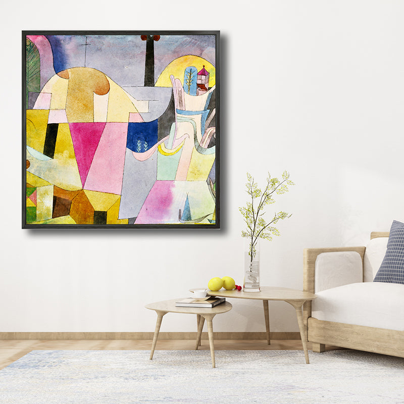 Vivolux | Texturiertes geometrisches Kunstdruck-Leinwand Ländliche quadratische Malerei in Pastellfarbe für das Wohnzimmer