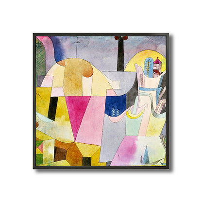 Vivolux | Texturiertes geometrisches Kunstdruck-Leinwand Ländliche quadratische Malerei in Pastellfarbe für das Wohnzimmer