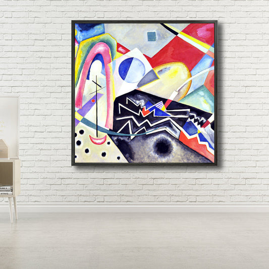 Vivolux | Texturiertes geometrisches Kunstdruck-Leinwand Ländliche quadratische Malerei in Pastellfarbe für das Wohnzimmer
