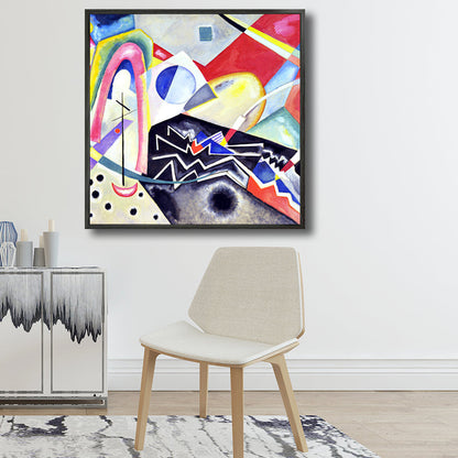 Vivolux | Texturiertes geometrisches Kunstdruck-Leinwand Ländliche quadratische Malerei in Pastellfarbe für das Wohnzimmer