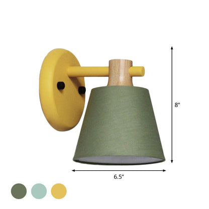 Vivolux | Trommelstof Wandlamp Landelijke Stijl 1 Peertje Geel/Blauw/Groen Wandverlichting Ideeën met Houten Top
