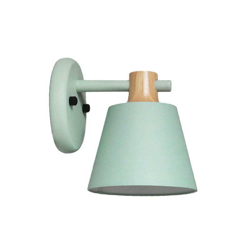 Vivolux | Trommelstof Wandlamp Landelijke Stijl 1 Peertje Geel/Blauw/Groen Wandverlichting Ideeën met Houten Top