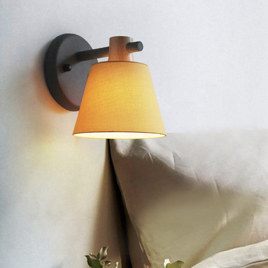 Vivolux | Trommelstof Wandlamp Landelijke Stijl 1 Peertje Geel/Blauw/Groen Wandverlichting Ideeën met Houten Top