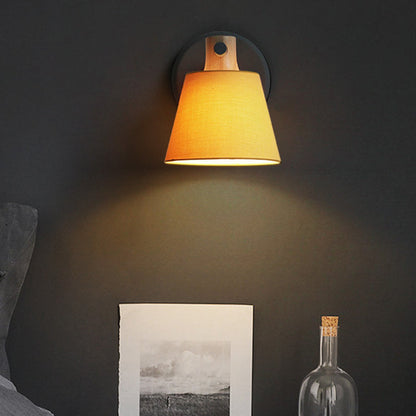 Vivolux | Trommelstof Wandlamp Landelijke Stijl 1 Peertje Geel/Blauw/Groen Wandverlichting Ideeën met Houten Top