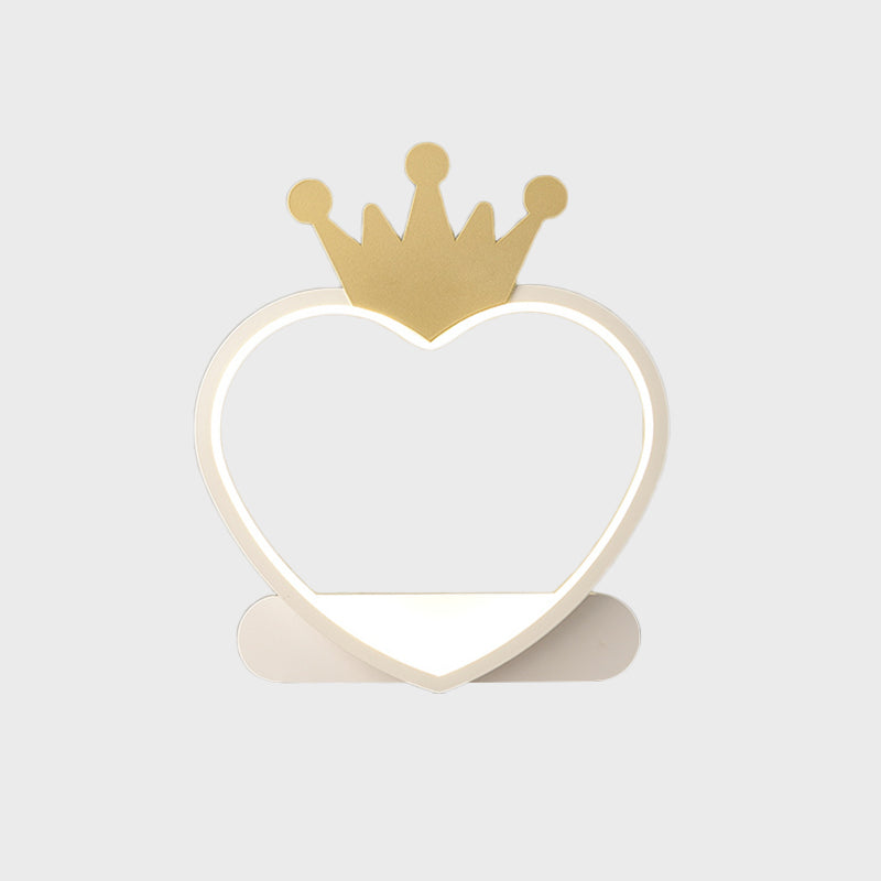 Vivolux | Cartoon Herz Wand sconces Beleuchtung Acryl LED Kinderzimmer Wandmontage Lampe mit Gold/Pink Krone Design