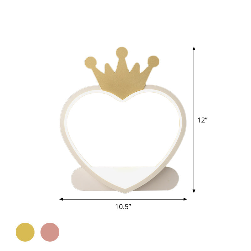 Vivolux | Cartoon Herz Wand sconces Beleuchtung Acryl LED Kinderzimmer Wandmontage Lampe mit Gold/Pink Krone Design