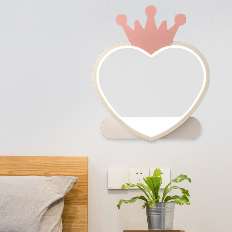Vivolux | Cartoon Herz Wand sconces Beleuchtung Acryl LED Kinderzimmer Wandmontage Lampe mit Gold/Pink Krone Design