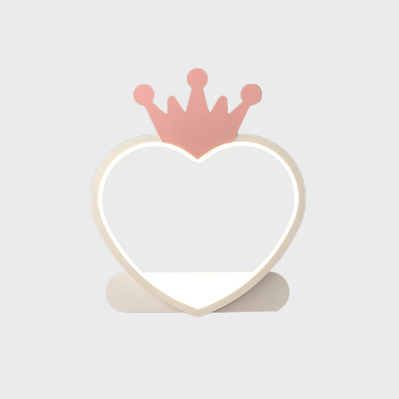 Vivolux | Cartoon Herz Wand sconces Beleuchtung Acryl LED Kinderzimmer Wandmontage Lampe mit Gold/Pink Krone Design